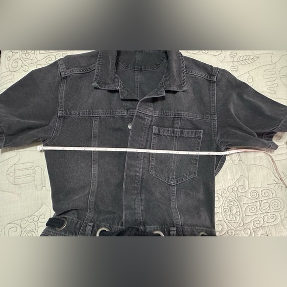 NWOT We The Free Edison Wide Leg Coverall Denim Jumpsuit Small Black - Picture 7 of 10